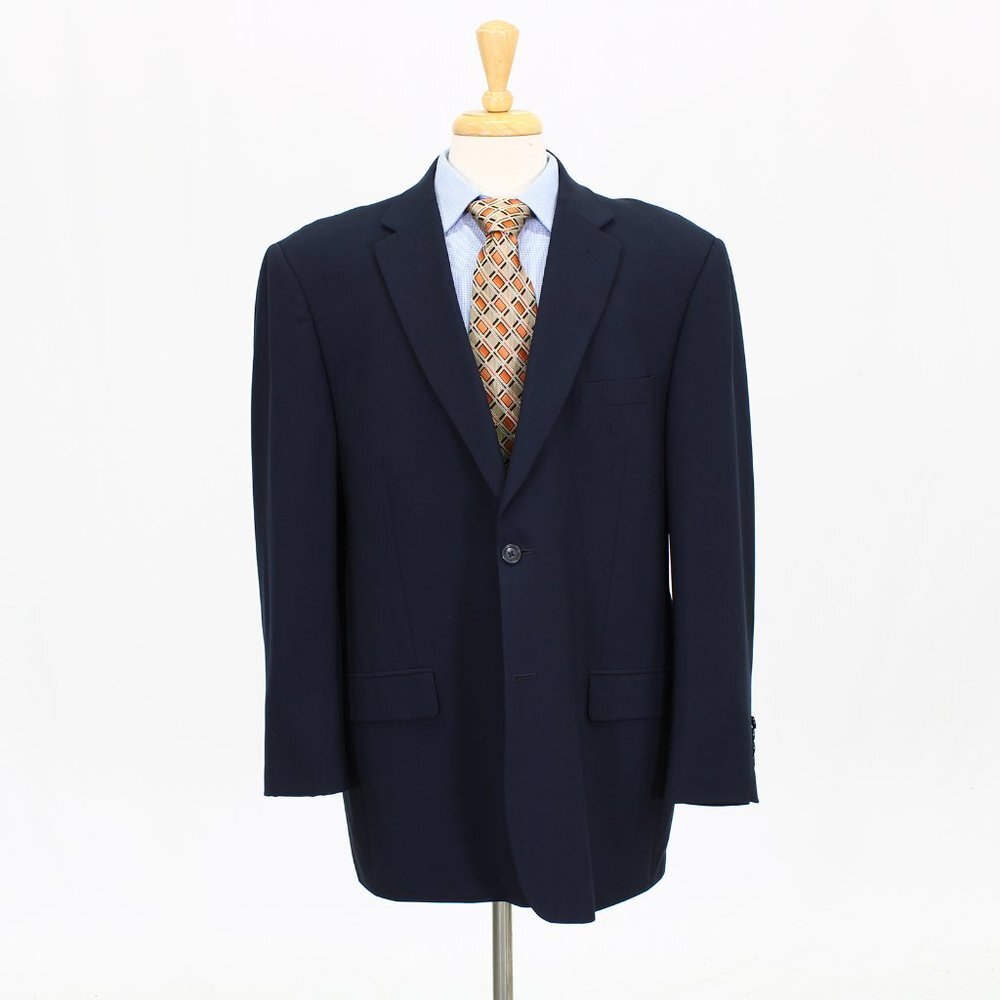 Joseph & Feiss 46R Navy Solid 2-Button Sport Coat Blazer Jacket V255